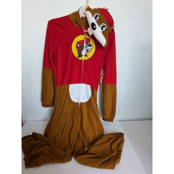 Buckeys Buc-ees Beaver Union Suit Mascot Costume Pajamas Hooded One Piece Y M/L - Picture 2 of 9
